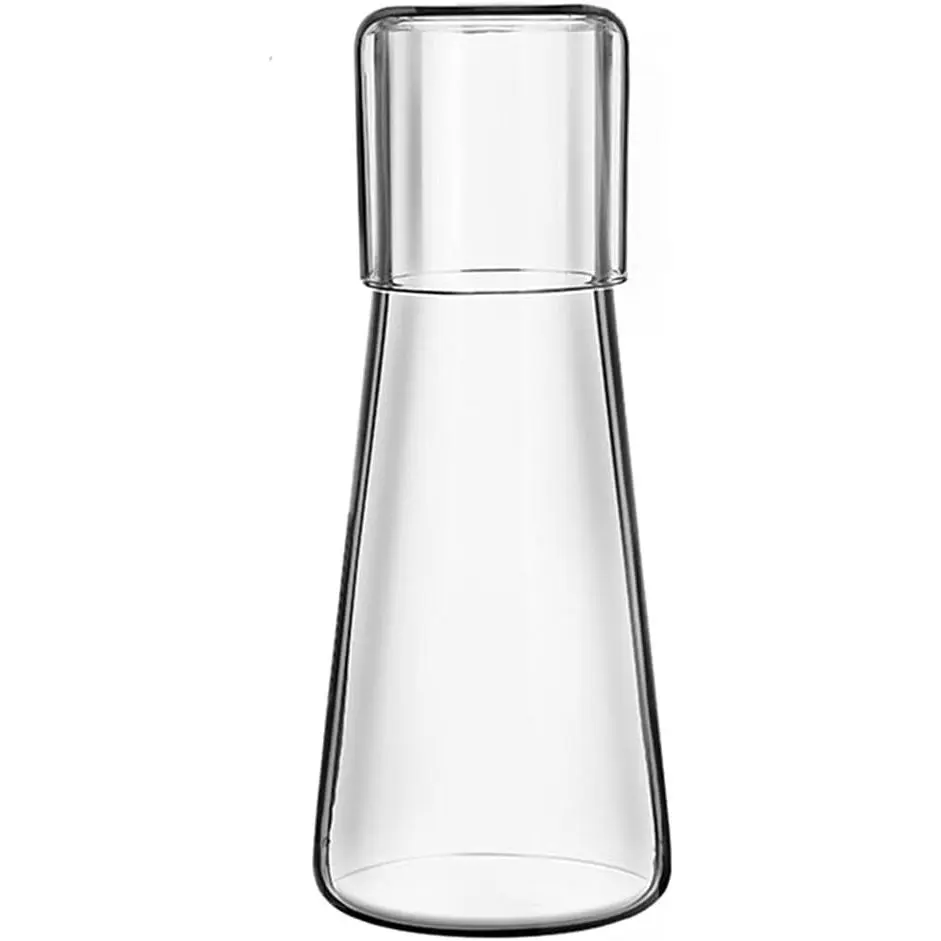 Clear Bedside Water Carafe Set with Tumbler Glass for Bedroom, Mouthwash Decanter for Bathroom, Night Water Carafe with Cup for Nightstand (30 oz/850ml)Gift.