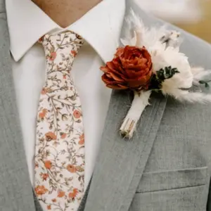 TIE MOOD Shay Paprika Floral Necktie, Bow Tie & Pocket Square Collection