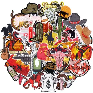 Western Cowboy Embroidery Patches, 9/15/24/43pcs Sewing/iron-On Repair Patches for Clothing, Jackets, Hats, Books, Backpacks, DIY Accessories