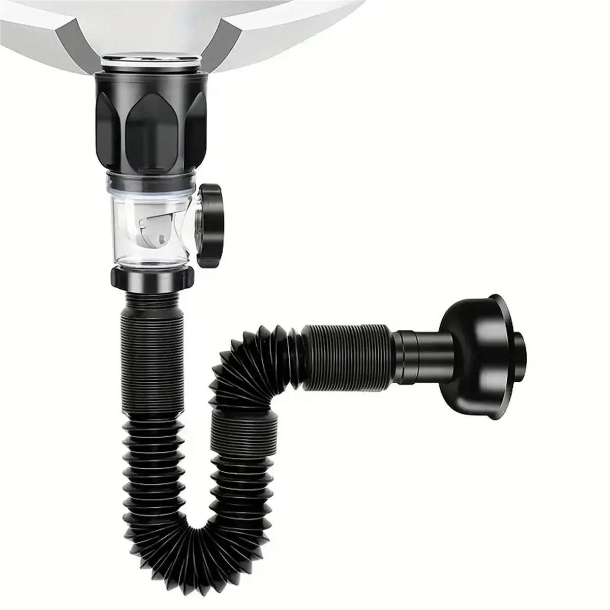 Bathroom Sink Drain with Stopper (1 Count), Bathroom Accessory, Anti Odor Expandable Flexible Universal Sink Drain Pipe, Sink Drain for Bathroom Sink, Kitchen Sink, Wash Basin, Toilet, Bathtub