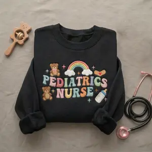 Pediatrics Nurse Embroidered Sweatshirt, Cute Pediatric RN, Crewneck Appreciation Gift