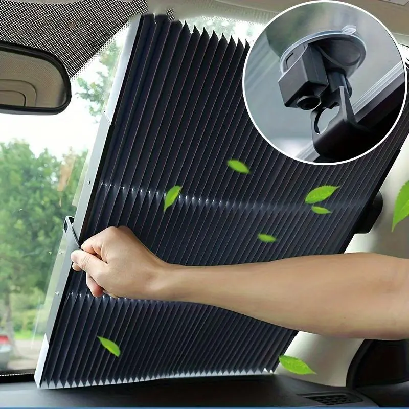 Protect Your Car from the Sun with This Retractable Windshield Sunshade - Durable Sun Shade With Suction Cups for Easy Installation! Automotive Glass Sunshade