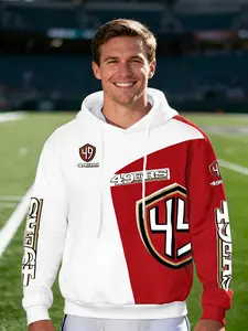 Men's San Francisco 49ers Hooded Sweatshirt, Breathable Fabric, Best Gift, Sporty Style, Long Sleeve, Geometric Pattern, Fitted H-Type