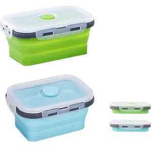 2 Pcs Collapsible Food Storage Containers with Lids and Vent, Silicone Food Storage Containers, Microwave Freezer Dishwasher Safe