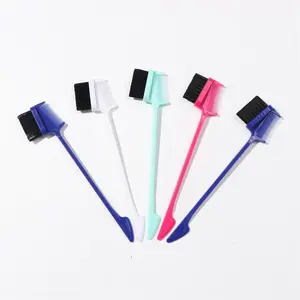 Megalook 1 Pcs Hair Edge Brush Double Sided Control Hair Brush Comb Color random Haircare Heatless