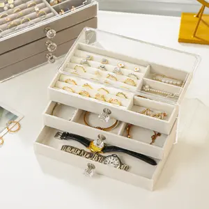 Elegant Multi-layer Jewelry Storage Box with Large Capacity High Quality for Earrings Necklace Ring Organizer Display Case