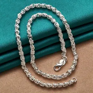 5mm Rope Chain 19.68inch/23.62inch Necklace for Men - 925 Sterling Silver plated Chain for Men Necklaces Jewelry Gifts for Father Boyfriend Husband Valentine‘s gift