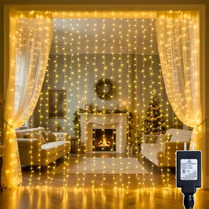 200 LED Curtain String Lights 9.8 * 6.6FT Plug in Fairy with Timer and 8 Modes,  Window Wall for Bedroom Wedding Party Indoor Outdoor Christmas Decor