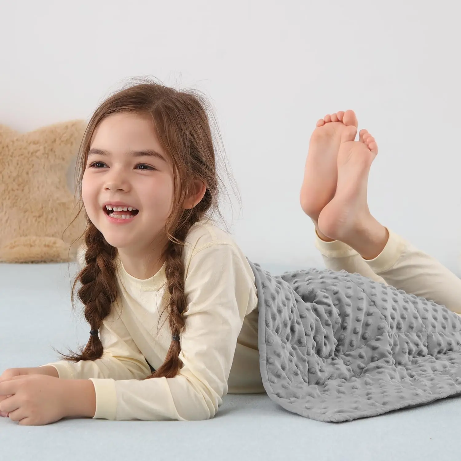 Sivio Weighted Lap Blanket for Sleeping, 2lbs 20 x 30 inches | Cooling Soft Minky; Breathable; Calm and Nap; Filled With Glass Bead; Small Weighted Lap Pad for School and Home; Grey