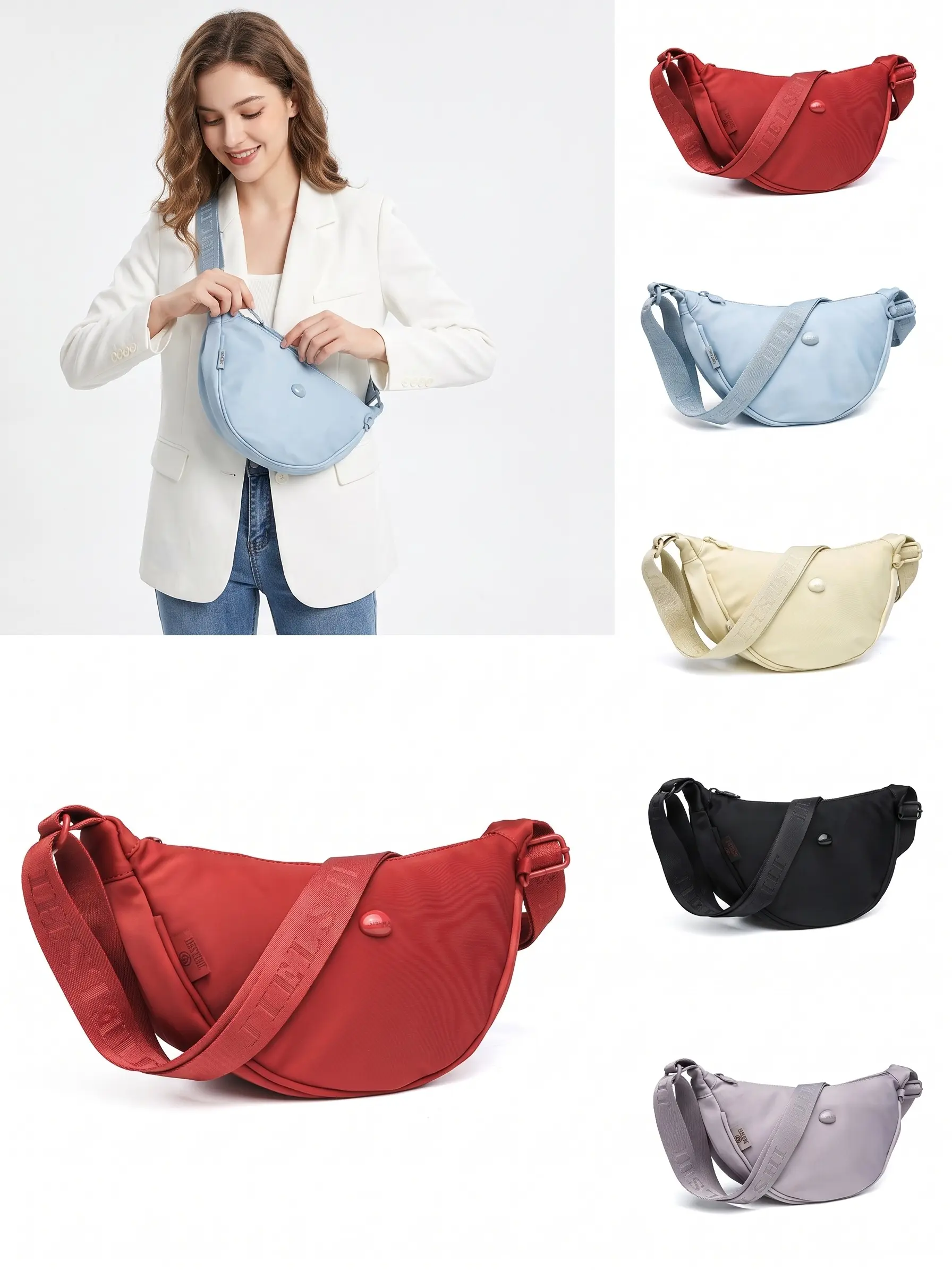 WDX casual crossbody bag, saddle bag, travel-dual-use chest/crossbody bag | women’s commuter dumpling bag, solid-color nylon waist bag, stylish urban minimalist lightweight shoulder bag for women’s commuting — a perfect gift for Mother’s Day and Valentine