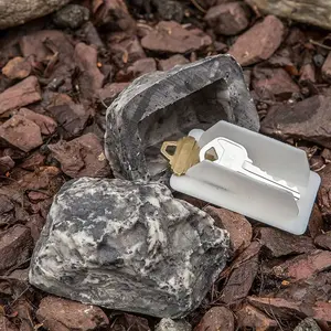 Hide A Key in a Real Looking Rock/Stone, Rock Key Hider for Standard Sized Spare Keys, Fits in with Landscaping, Outdoor Key Holder, Weatherproof Design