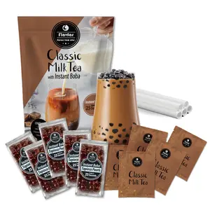 Flavfar Instant Boba Bubble Pearl Milk Tea Kit with Delicious Tapioca Boba - 5 Servings  Beverage Drinks