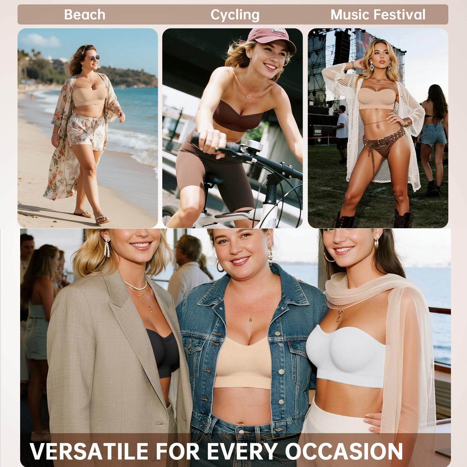 OEAK Women Comfortable Bandeau Strapless Bra Comfort Non-Slip Seamless Bras Wireless Tube Top Bra Invisible Bralette OEAK Women Comfortable Bandeau Strapless Bra Comfort Non-Slip Seamless Bras Wireless Tube Top Bra Invisible Bralette