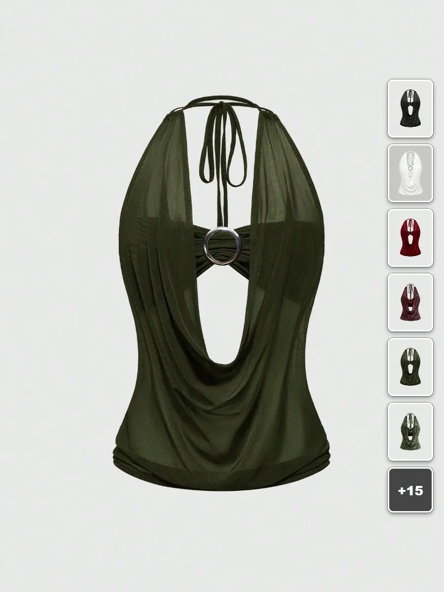 Halter Top Deep Draped Neck Backless Y2K Summer Streetwear Back To School