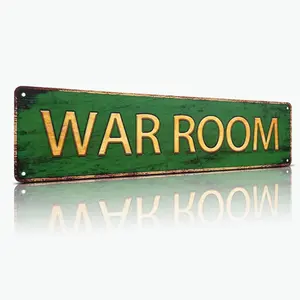 WAR ROOM Metal Sign – Vintage Aluminum Wall Decor for bar, Game Room, Garage, Gym – Tactical Motivation Plaque – 4x16 Inches, Easy to Hang