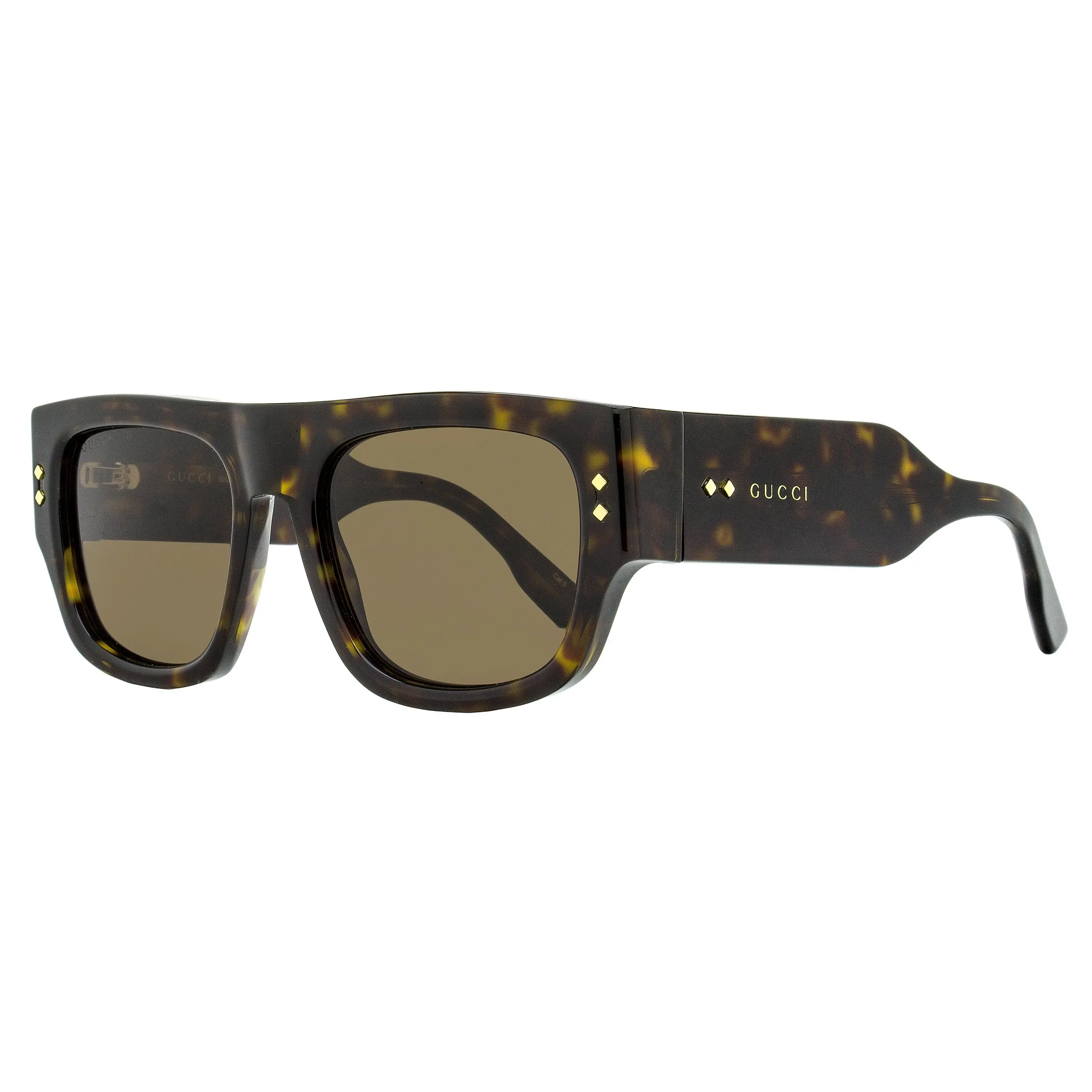 Gucci Men's Vintage Flat Top Rectangular Sunglasses - Bold Havana Acetate Frame with 100% UV Protection, GG1262S 002 54mm, Acetate Frame Sunglasses, Bold Design Sunglasses