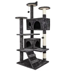 SUPERDEAL 53-in Cat Tree & Condo Scratching Post Tower, Dark Gray