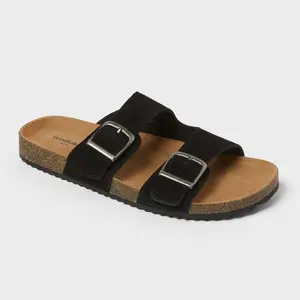 Men's Saul Suede Two Band Sandals - Goodfellow & Co Black 12