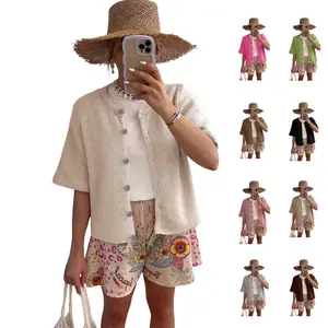 SCUSTY Women's Lightweight Cardigan Short Sleeve Button-Down Summer Cardigan Sweater