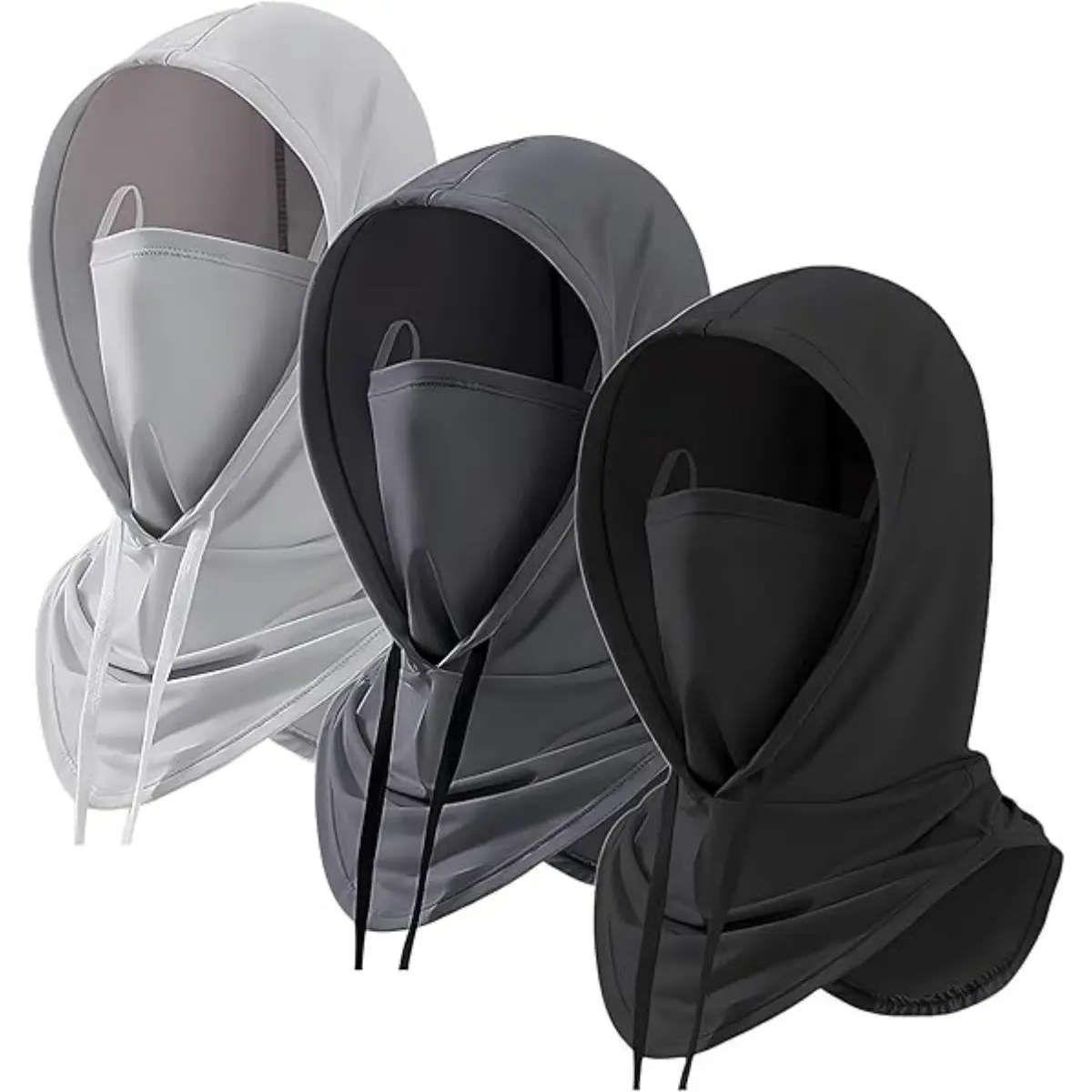3-Pack Black Adjustable Balaclava Hood, Breathable Full Face Mask with UPF 50+ Sun Protection for Men Women, for Outdoor Sports & Motorcycle Cycling, Face Masks, Full-Face Hood