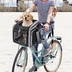 Dog Bike Basket Carrier, Expandable Soft-sided Pet Carrier Backpack, Dog Pet Bicycle Basket for Bike Handlebar, Travel Supplies