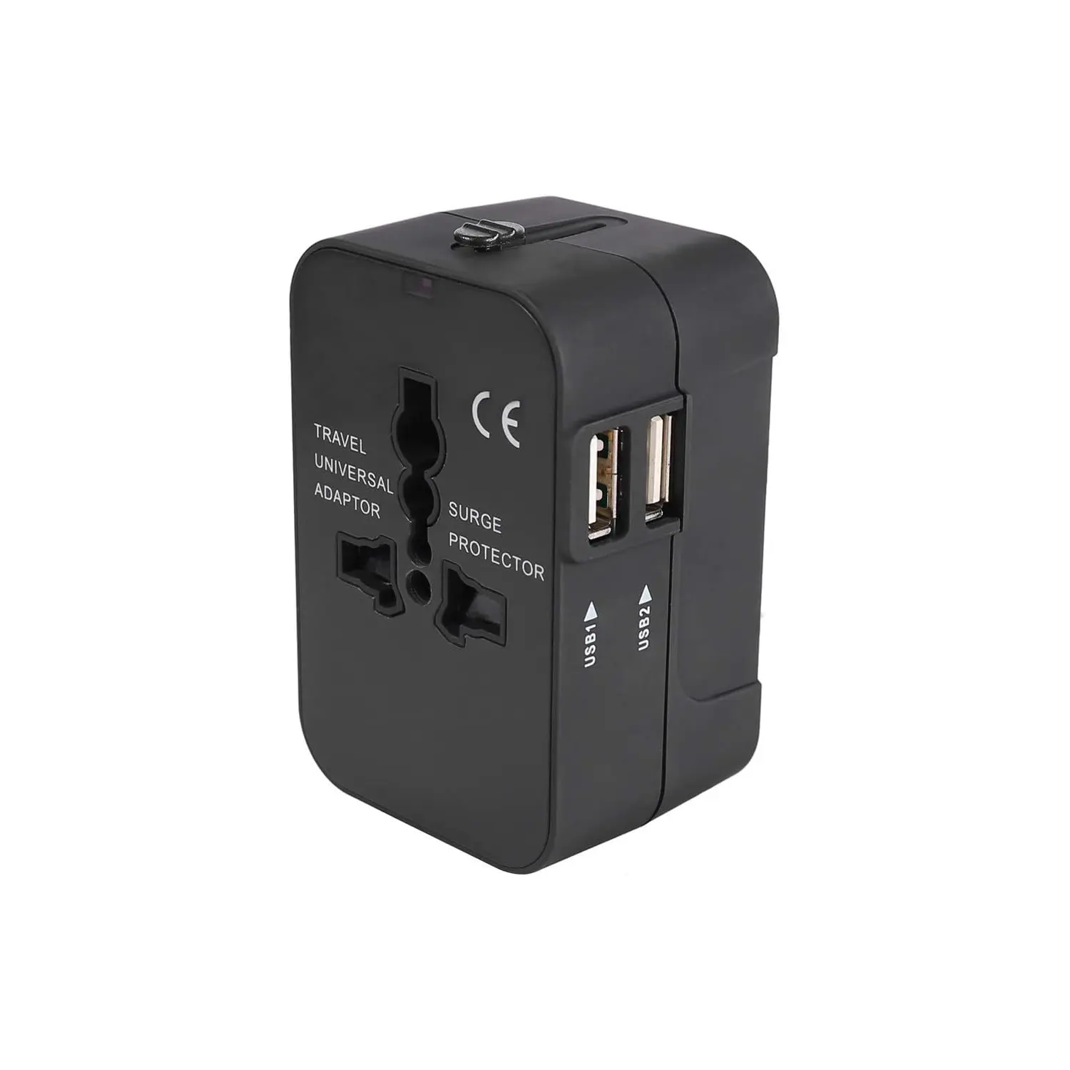All-in-1 Worldwide Universal Travel Power Adapter Plug with 2.1A Dual USB Charging Ports for Asia, Europe, UK, AUS, USA