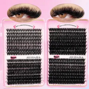 640pcs D-Curl Eyelash Extension Kit, DIY Lash Clusters Set, Eyelashes Extensions, Soft Comfortable, Dense Curled, Natural Look, Includes Glue, Sealer, Tweezers