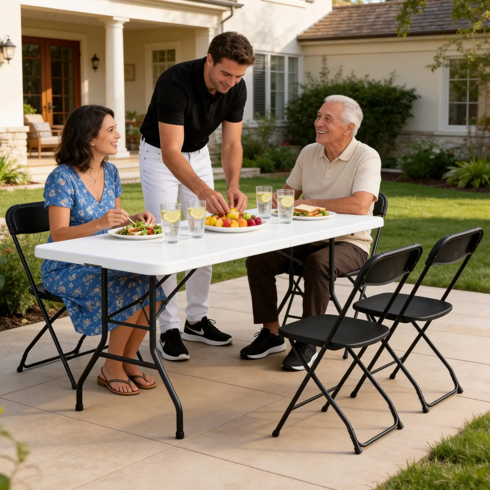 6-Pack Armless Foldable Chairs - Durable Plastic, Strong Steel Frame, Foam Seating, 6.8lb Portable Stackable, Fold-Flat 1.7", Indoor/Outdoor Use for Small Spaces, Camping (White or Black), Foldable Chair