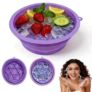 Portable Silicone Ice Bath Face Basin, Foldable Facial Care Ice Tray, Ice Cubes, Convenient Home Use, Single Unit, Resin Material