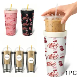 1 Pc 32oz Dr Pepper Cherry Insulated Cooler Cup, Double Wall, Leak-Proof Lid, Cold Drinks Stay Cold 24H, Hot Drinks Stay Warm 12H, Perfect Soda Lover Gift, Stylish & Durable, Ideal for Daily Use, Office, Travel, Parties, Camping