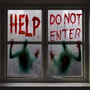 2 Pieces Halloween Giant Bloody Window Posters for Party Decoration, Creepy Haunted House Door Cover for Dorm Windows