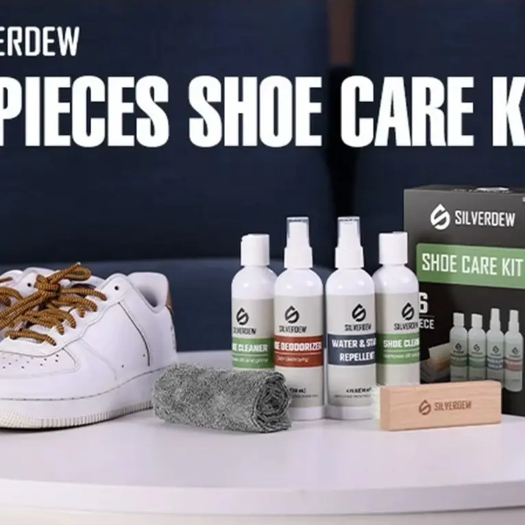 SILVERDEW 6-Piece Shoe Cleaning Kit - Deodorizer & Waterproof Protector for Sneakers, Leather, Nubuck, Mesh & Canvas with Brush & Microfiber Towel