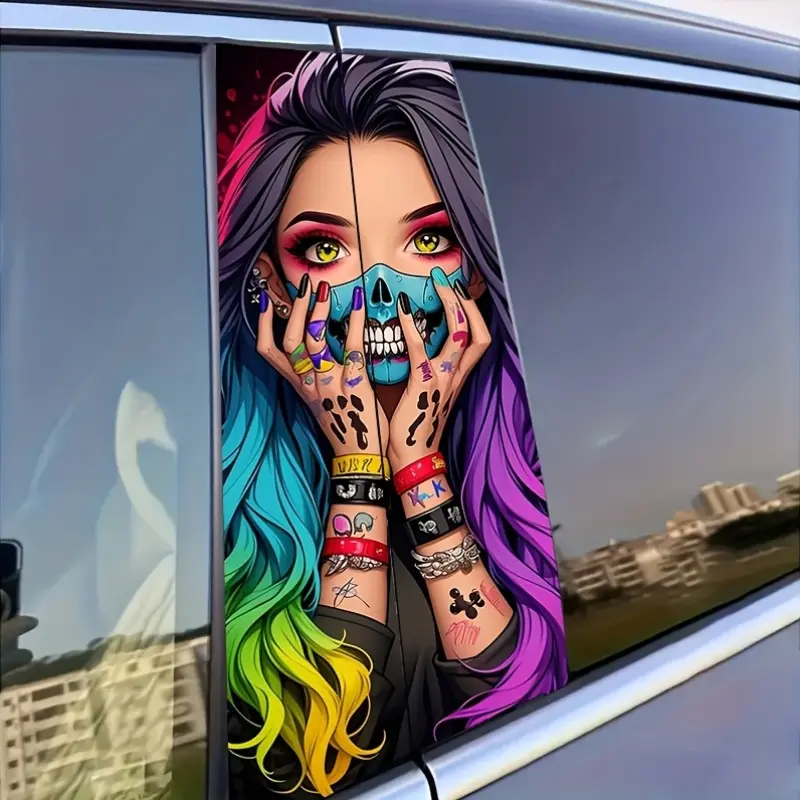 2 cool girl car stickers, easy to tear and easy to stick B-pillar protective decals, Automotive Decals, car B-pillar decal accessories, Multipurpose Car Decal, Sticker For Cars, Car Decorative Sticker