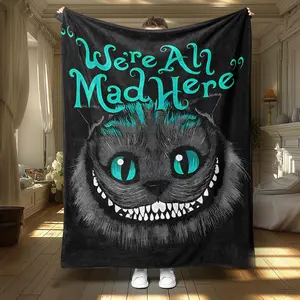 Cat Pattern Blanket, 1 Count Soft Throw Blanket, Air-Conditioned Room Blanket, Warm Nap Blanket For Home Office Travel Camping, Halloween