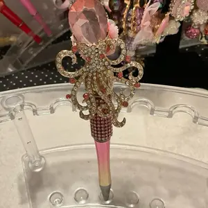 Big Pink Gem Octopus Rhinestone DIY Pen with Pink Tip and Decorative Octopus Charm