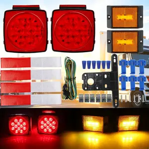 12V Rear Led Submersible Square Trailer Tail Lights Kit Boat Truck Waterproof