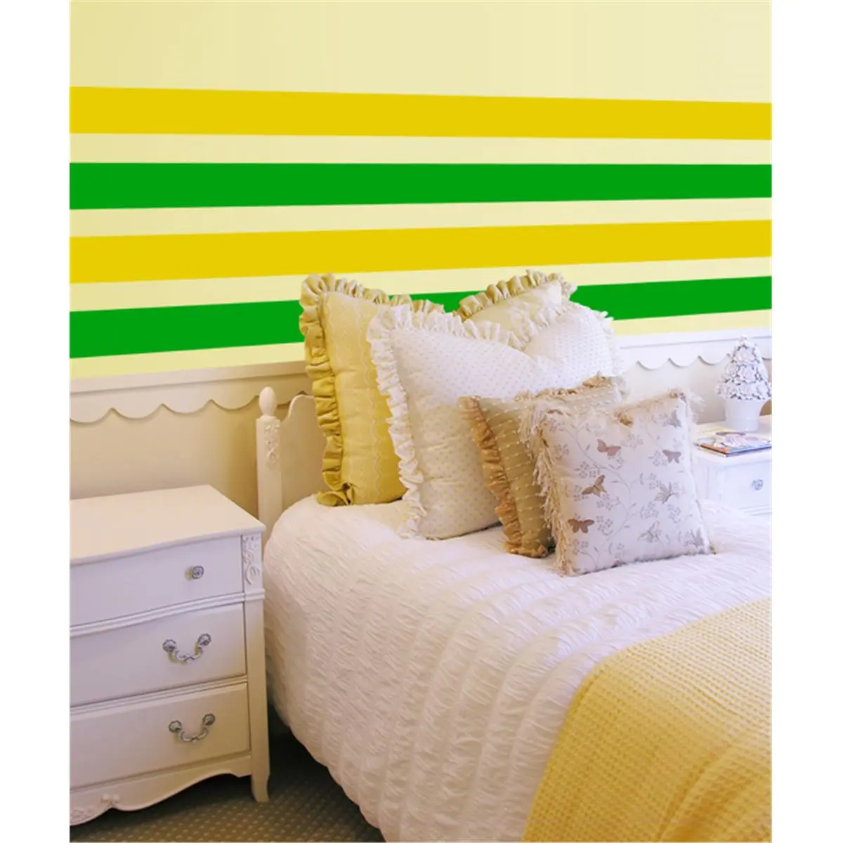 212 MAIN Removable Self-Adhesive Yellow Simple Stripes Wall Borders - Easy to Remove DIY Needlework & Hobbies Accessory for Interior Walls, Home Decor, Living Room, Office, Wall Decor