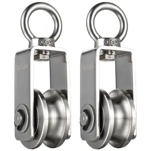 Cable Pulley Wheel Stainless Steel, Bearing Inside, Rope Pulley for Pulley System, Gym Equipment, Clothesline, 2 Pack