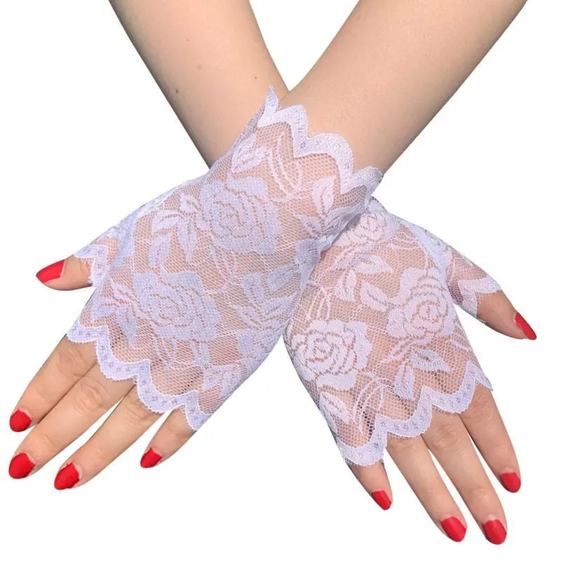 Women Fingerless Gloves Sexy Lace Dance Mittens For Bride Ladies Half  Finger Fishnet Short Gloves Halloween Gloves - TikTok Shop