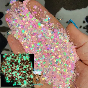 "Glow with me" GLOW IN THE DARK GLITTER / Custom Mix / Polyester Glitter / Tumbler Glitter / Pink Glitter