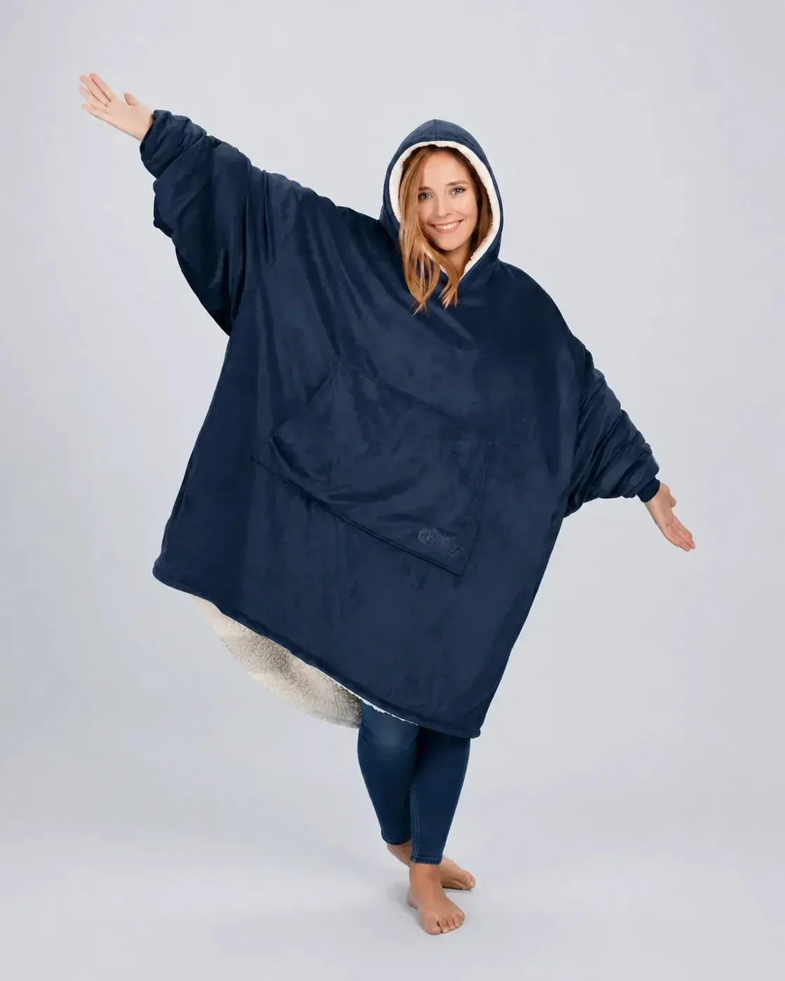 THE COMFY Original Sherpa-Lined Loose Casual Hooded Jumbo Wearable Blanket Sweatshirt - Long Sleeve, Baggy Oversized Hoodie, Instant Warmth, Machine Washable, One Size Fits Most, Winter Gift for Women