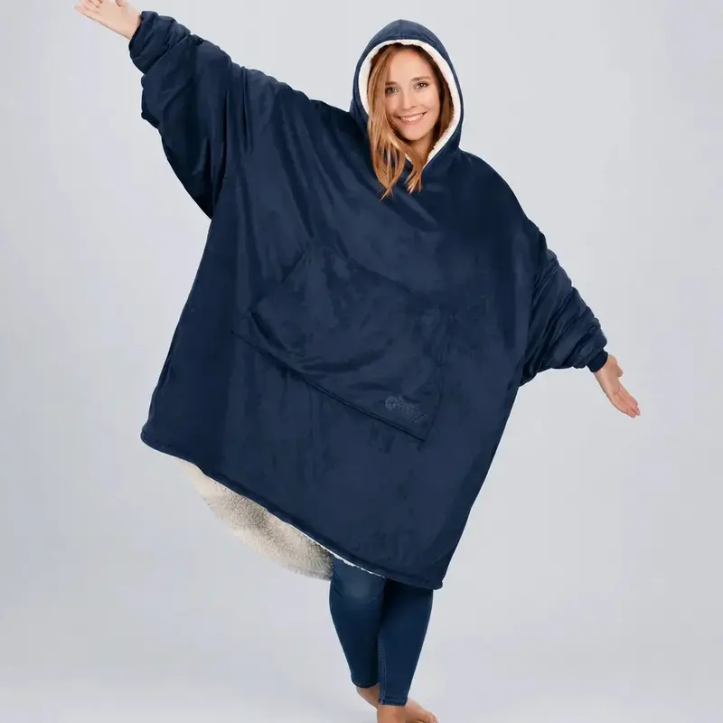 THE COMFY Original Hug-Like Sherpa-Lined Long Sleeve Wearable Blanket Sweatshirt - Loose Casual Baggy Oversized Hooded, Slip-On Basic Top, Instant Warmth, Durable, Fade Resistant, Machine Washable, One Size Fits Most, Winter Gift for Women