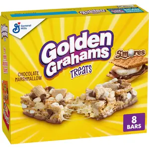 Golden Grahams Breakfast Cereal Treat Bars, S'mores, Snack Bars, 8 Ct, 8.48 oz, Kids, Sweet