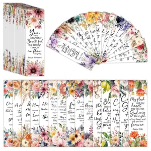 30pcs Exquisite Colored Floral Inspiring Scripture Bible Verses Bookmarks for Book Lovers Page Markers And Daily Spiritual Reminders, Gifts for Religious Activities And Church Gatherings, Book Accessories