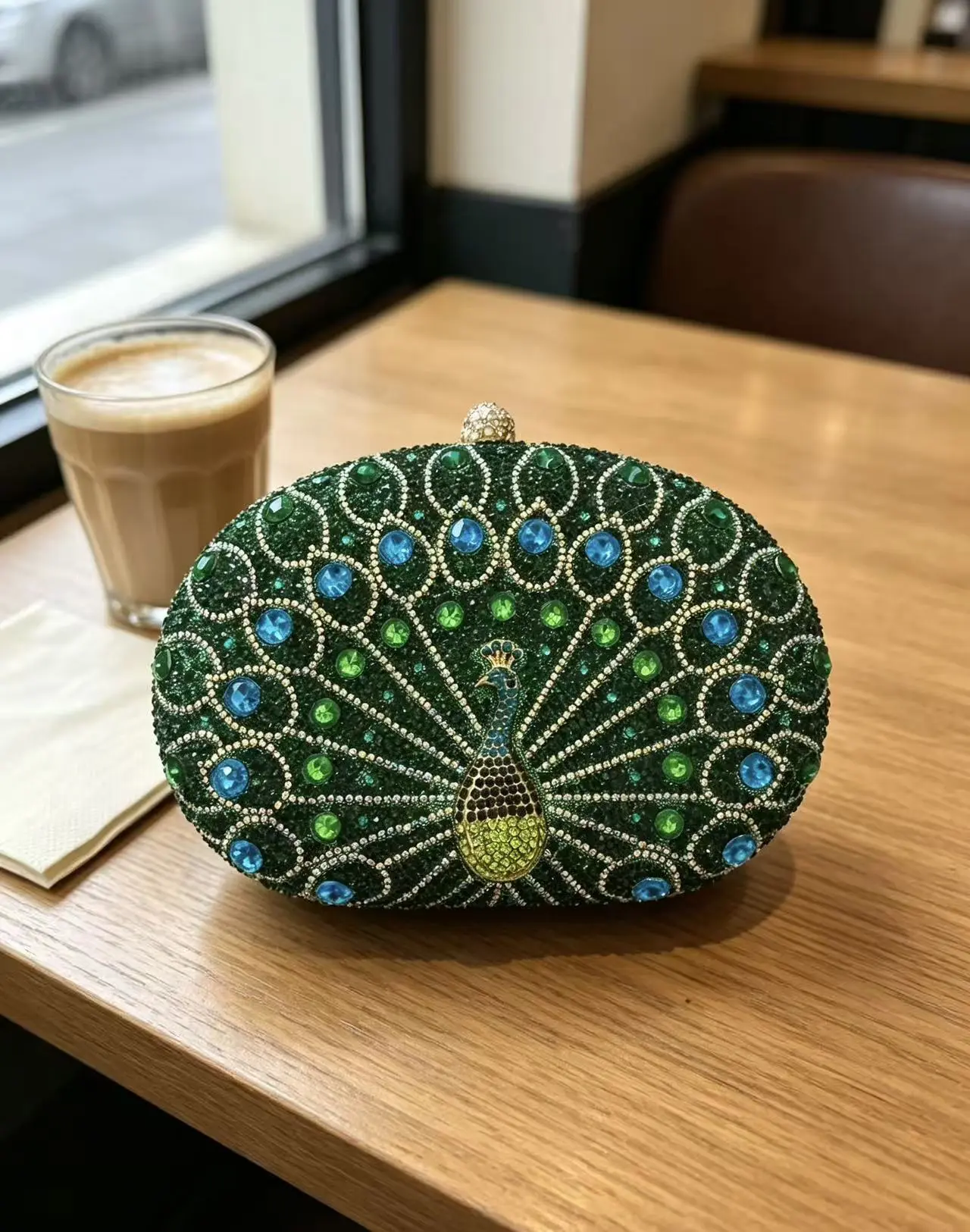 Peacock Rhinestone Evening Clutch Bag