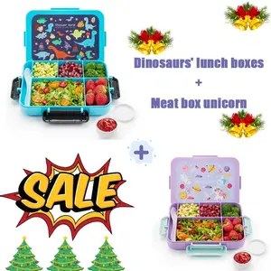 Kids Lunch Container Bento Box 5 Compartment Leakproof Design with Utensils Microwave Dishwasher Safe BPA Free for School Camping Picnic Outdoor Travel