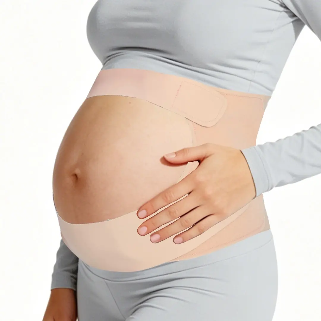 Breathable Pregnancy Support Belt, Maternity Belly Belt, Adjustable Abdominal and Back Strap, Comfortable Invisible Under Clothes, Nylon and Lycra Material