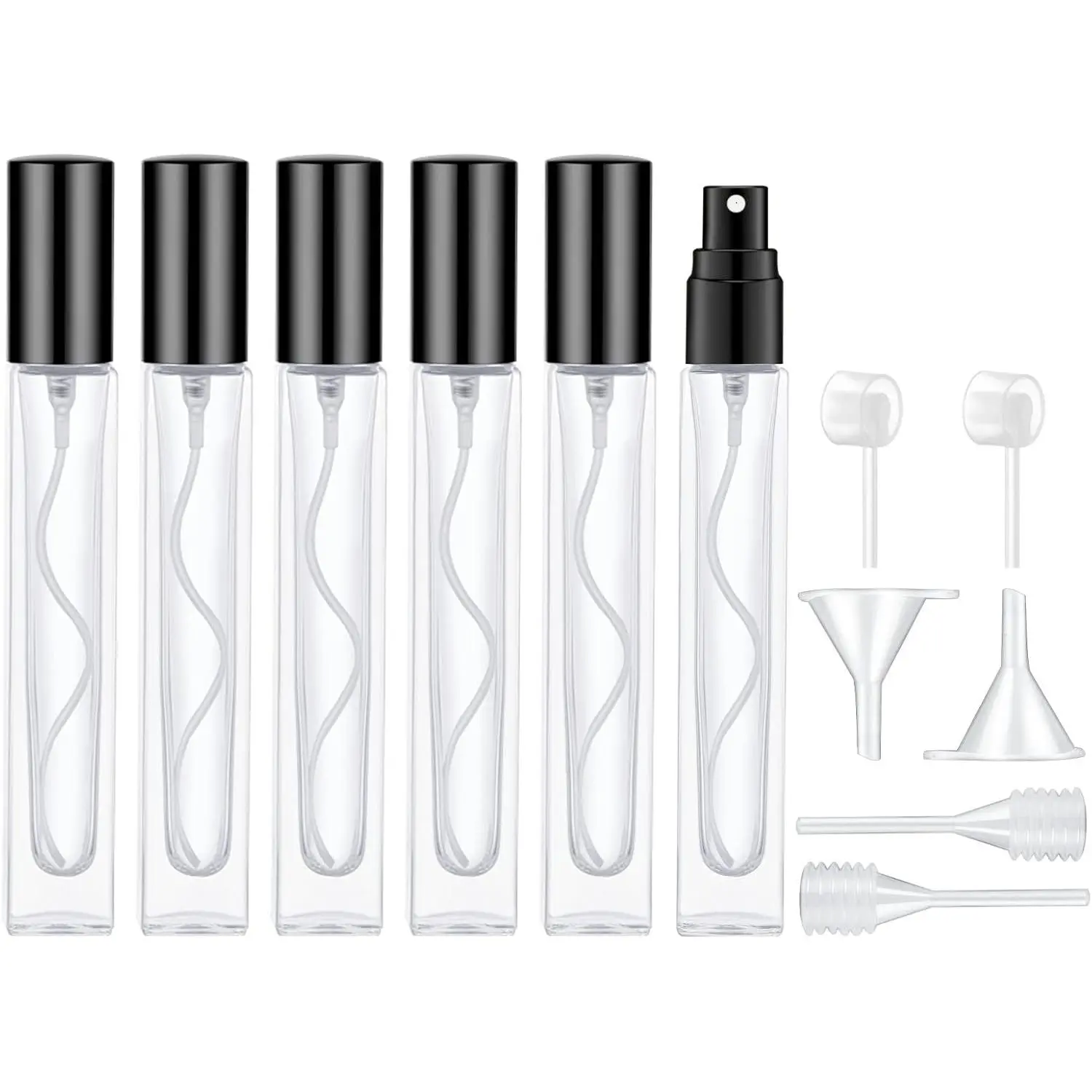 6pcs 10ml Perfume Atomizer for Men & Women. Refillable Glass Spray Bottle. Portable Fragrance for Travel,Party Lid Makeup Daily Handy