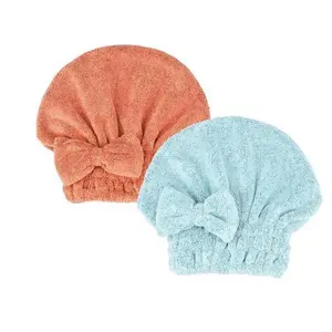 CBINET 2 Pack Hair Plopping Wrap Microfiber Hair Drying Towels Head wrap with Bow-Knot Shower Cap Hair Turban hair Wrap Bath Cap for Curly Long & Wet Hair Gift for Women Hand Lint