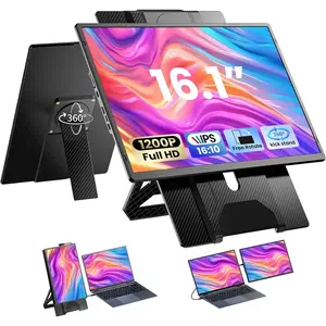 Laptop Screen Extender 16.1", 1200P FHD, Portable  360? Rotating Detachable Stand, Height Adjustable  Extender for Laptop 13-17.5", Plug-Play for Tablet, PC, Phone, etc